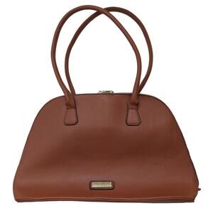 London Fog Collection Brown Vegan Leather Shoulder Saddle Bag 11 x 17 x 6